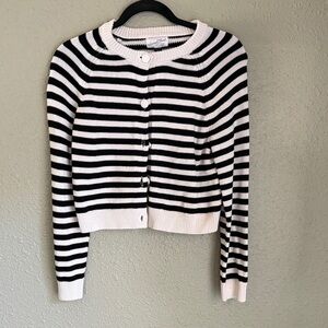 Universal Thread Black & White Striped Cropped Cardigan Sweater NWOT